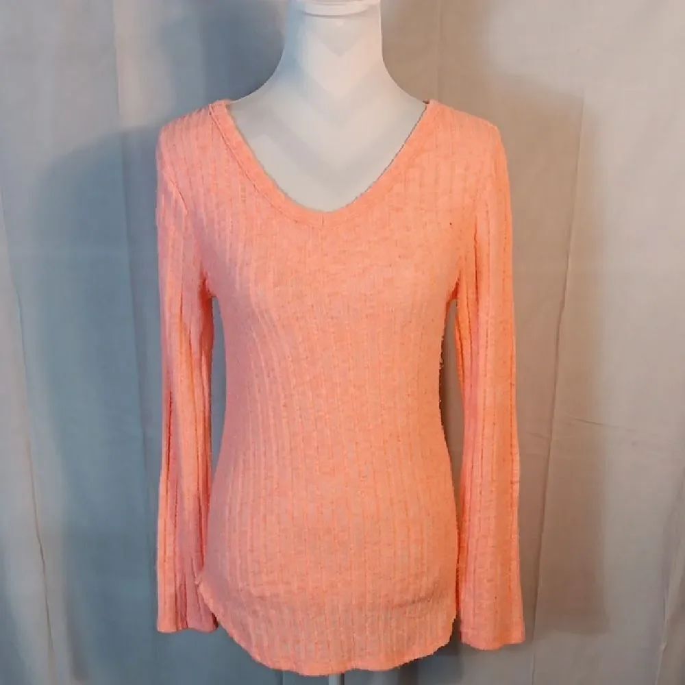 Peach Ribbed Knit Sweater